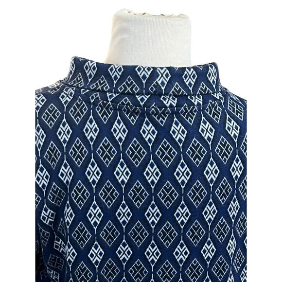 Olsen Henny Stretch Jersey Blue Geometric Top - Ladies US 6 New Made in Germany - Picture 6 of 7